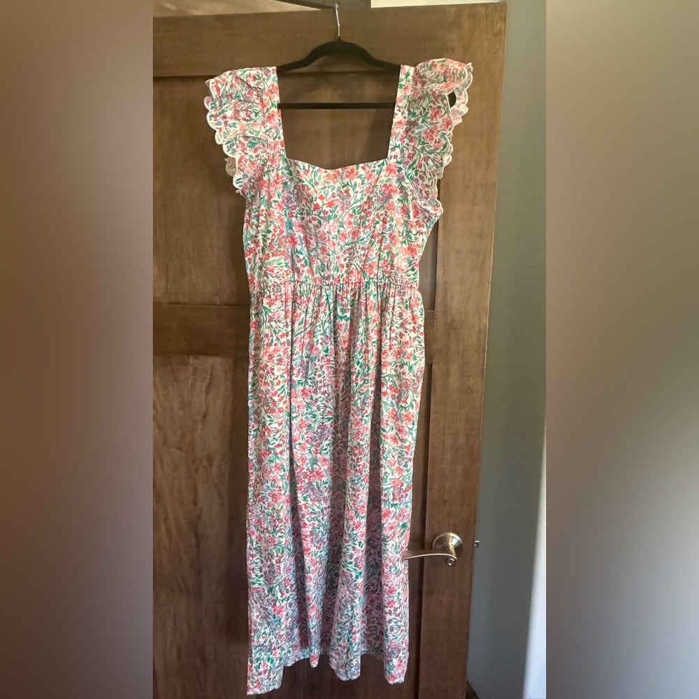 J. Crew Factory Floral Dress in Pink and Green